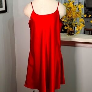DELICATE TREASURES, red satin nightgown. Size large. Adjustable straps. …